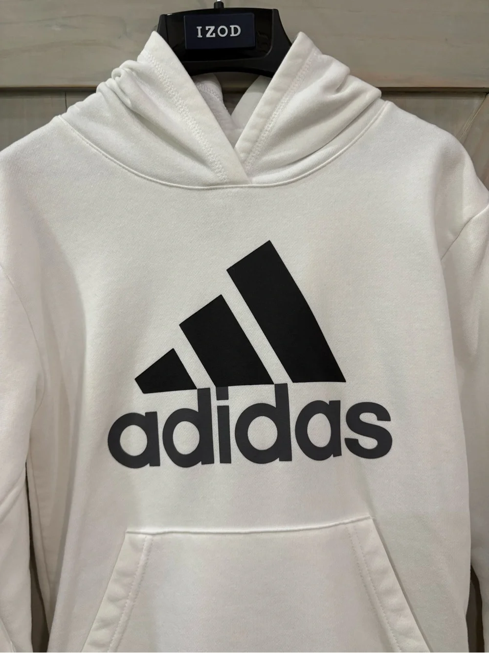 Adidas Kids White Hoodie with Black Logo